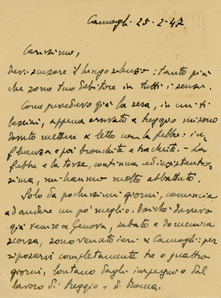 Cartolina postale di Giuseppe Dossetti (recto)